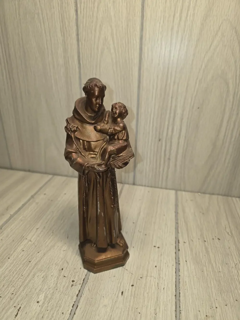 Vintage Brass Bronze? Saint Anthony Child Jesus Statue Religious Figurine 9
